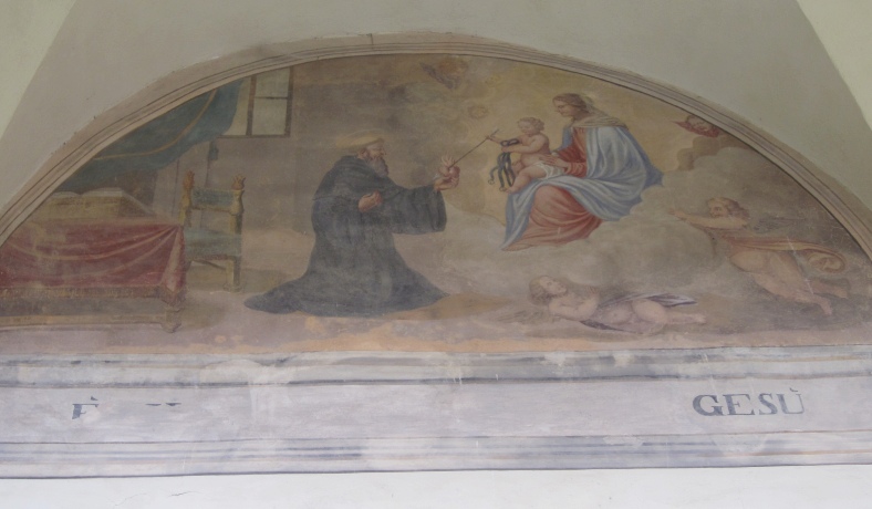 Agostino è ferito d'amore per il Cristo, lunetta nel chiostro del convento agostiniano di Cortona