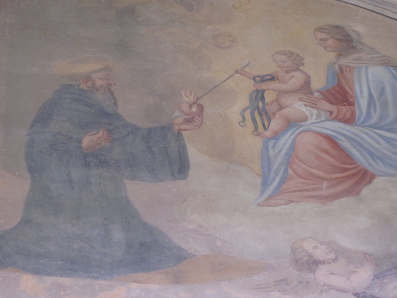 Agostino è ferito d'amore per il Cristo, lunetta nel chiostro del convento agostiniano di Cortona