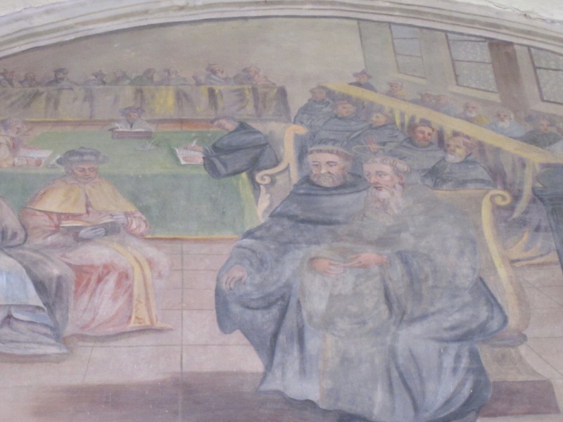 Agostino confuta Fortunato spiegando il simbolo della fede cattolica. Lunetta nel chiostro del convento agostiniano di Cortona