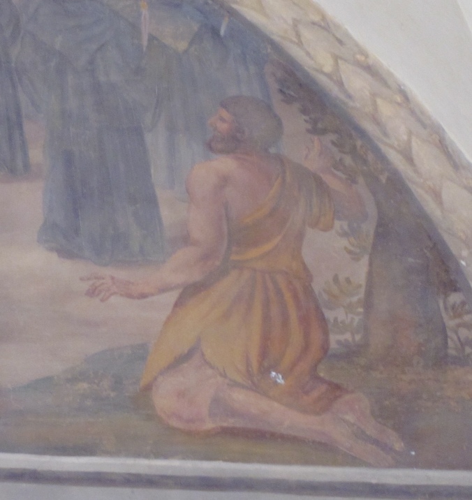 Funerali di Agostino, lunetta nel chiostro del convento agostiniano di Cortona