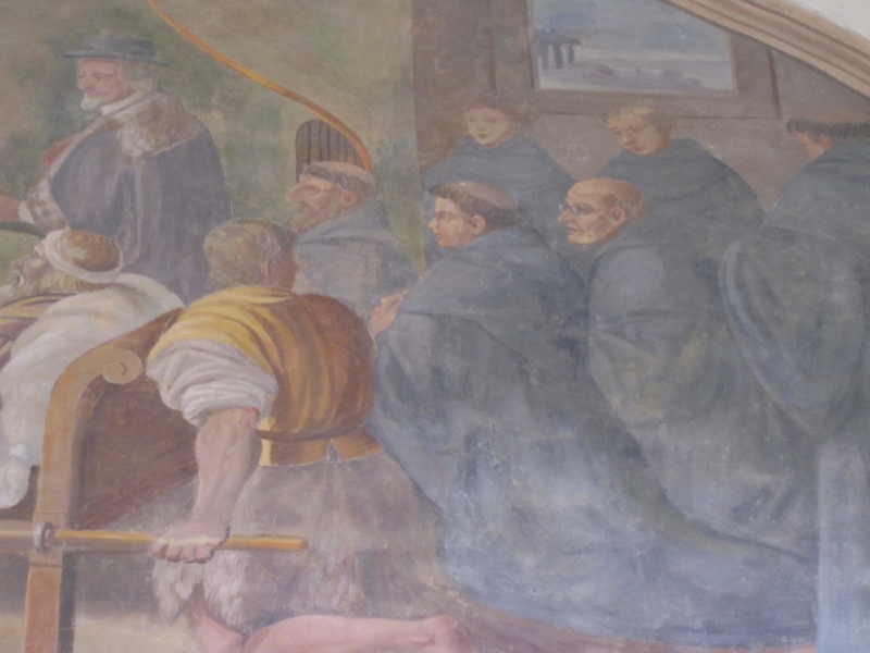 Agostino alla fine della sua vita guarisce un ammalato, lunetta del chiostro del convento agostiniano di Cortona