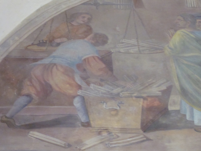 Miracolo dei ceri che non si consumano mai, lunetta nel chiostro del convento agostiniano di Cortona