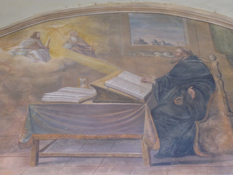 Agostino è rapito davanti alla Trinità, lunetta nel chiostro del convento agostiniano di Cortona