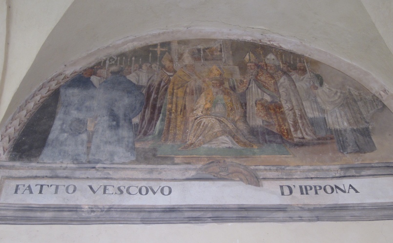 Consacrazione episcopale di Agostino, lunetta nel chiostro del convento agostiniano di Cortona