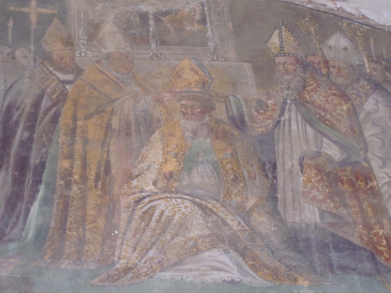 Consacrazione episcopale di Agostino, lunetta nel chiostro del convento agostiniano di Cortona