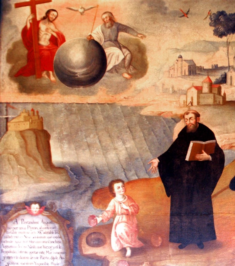 Agostino e il bambino sulla spiaggia