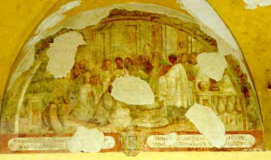 Il battesimo di Agostino, affresco nel chiostro del monastero agostiniano di Fano