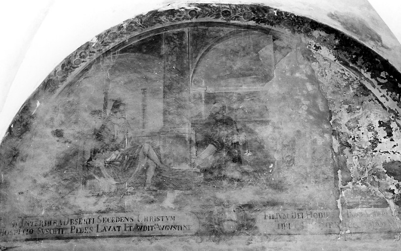 Agostino lava i piedi al Cristo pellegrino