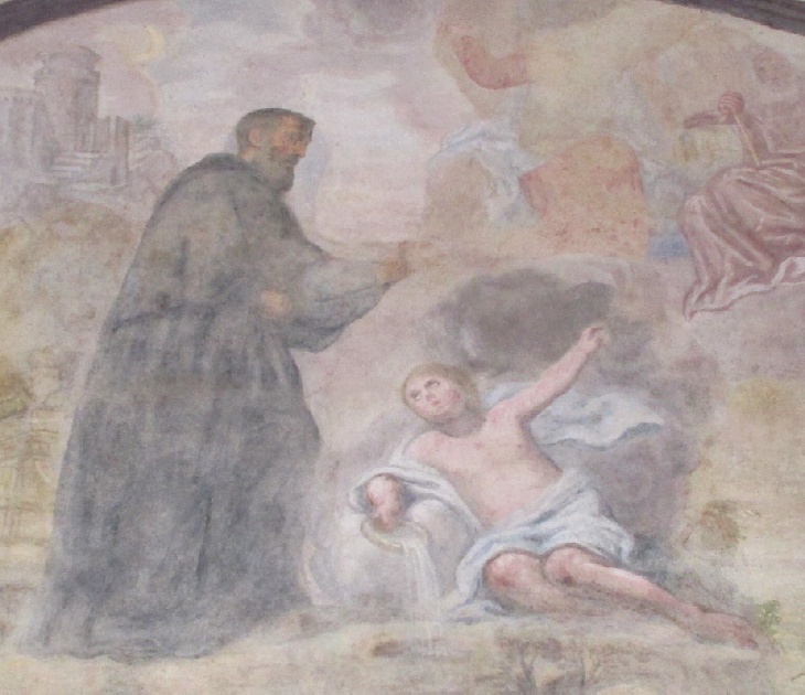 Agostino e il Bambino sulla spiaggia: particolare della scena
