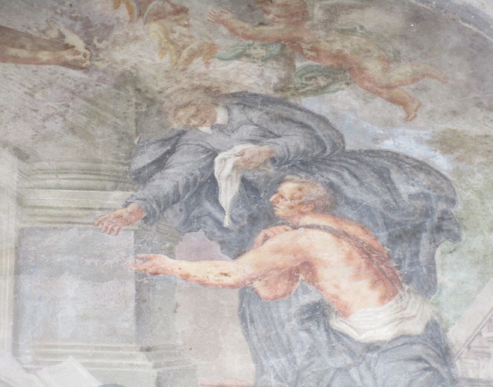 San Tommaso da Villanova converte un cattivo sacerdote: particolare del flagellante