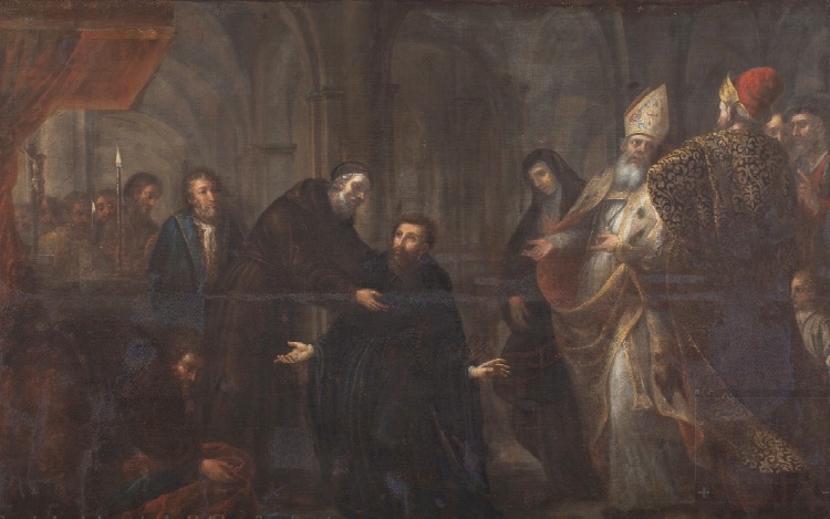 Vestizione di Agostino alla presenza di Ambrogio