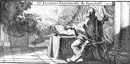 Agostino contempla con amore la bellezza della dimora divina, immagine dalla stampa di Jean Mariette