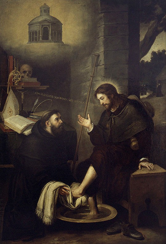 Agostino lava i piedi al Cristo pellegrino di Murillo a Minneapolis