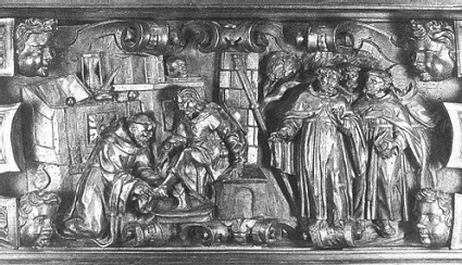 Agostino lava i piedi al Cristo pellegrino