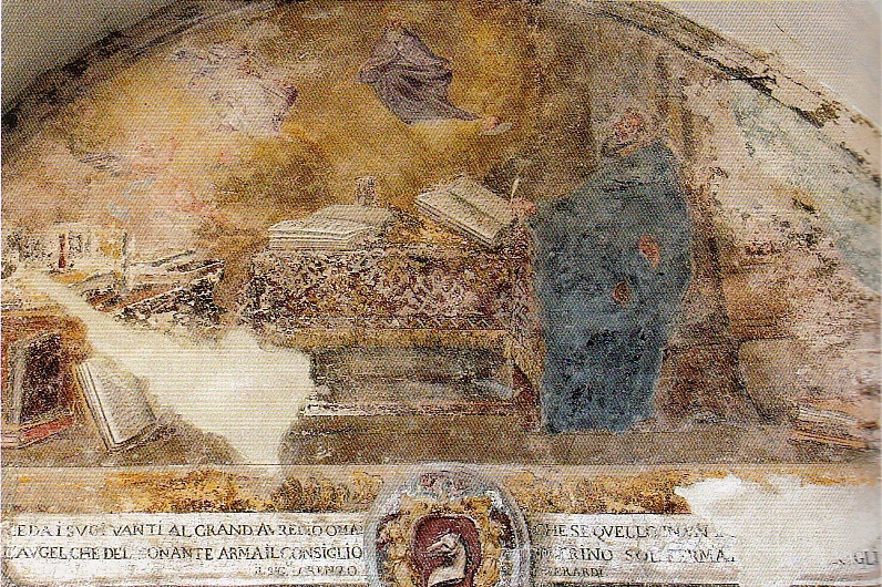 Agostino è in estasi davanti alla Trinità, lunetta nel chiostro agostiniano di San Sepolcro