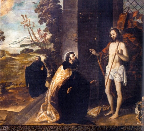 Agostino ferito d'amore per il Cristo sofferente, opera di Miguel de Santiago nel convento agostiniano di Quito