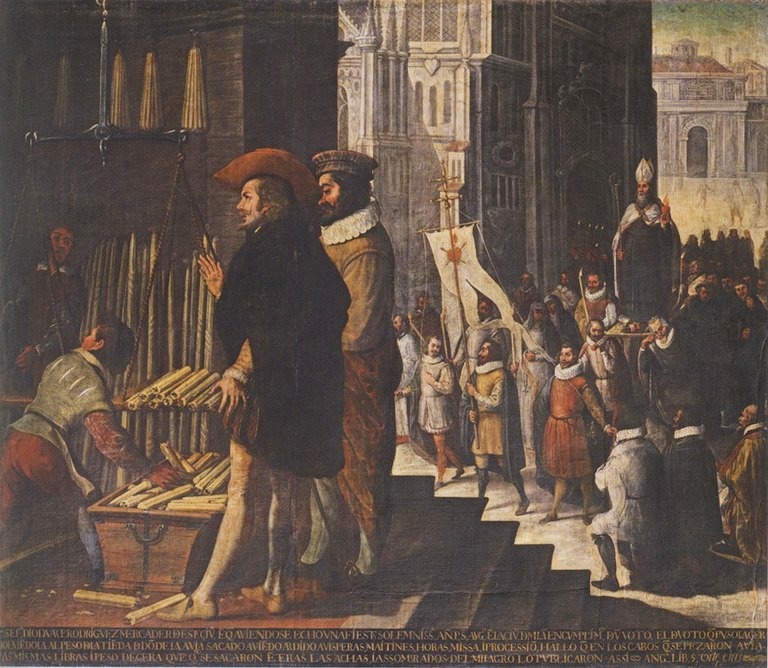 Il miracolo dei ceri che non si consumano mai, opera di Miguel de Santiago nel convento agostiniano di Quito