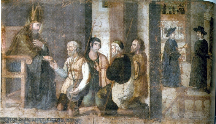 Agostino elemosiniere dei poveri, opera di Miguel de Santiago nel convento agostiniano di Quito