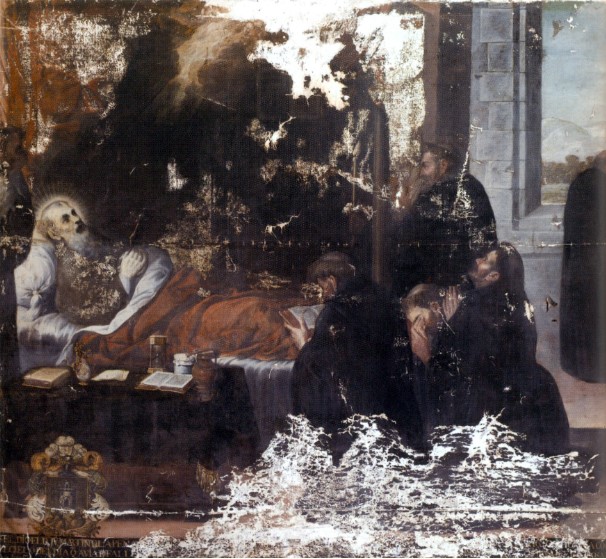 Morte di Agostino: le reliquie del suo cuore operano dei miracoli, opera di Miguel de Santiago nel convento agostiniano di Quito