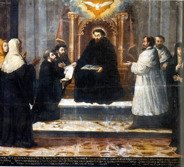 Agostino consegna la sua regola, opera di Miguel de Santiago nel convento agostiniano di Quito