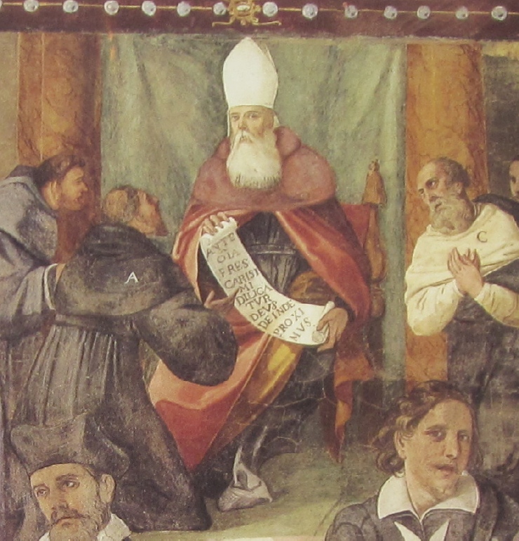 Affreschi di Ganassini nel chiostro della chiesa della SS. Trinità: La famiglia agostiniana