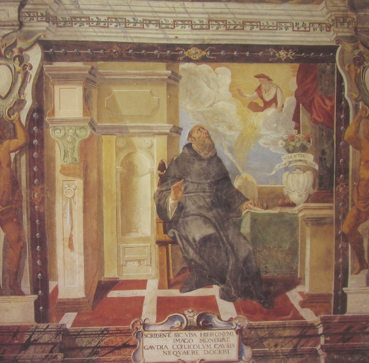Affreschi di Ganassini nel chiostro della chiesa della SS. Trinit: Visione di san Gerolamo