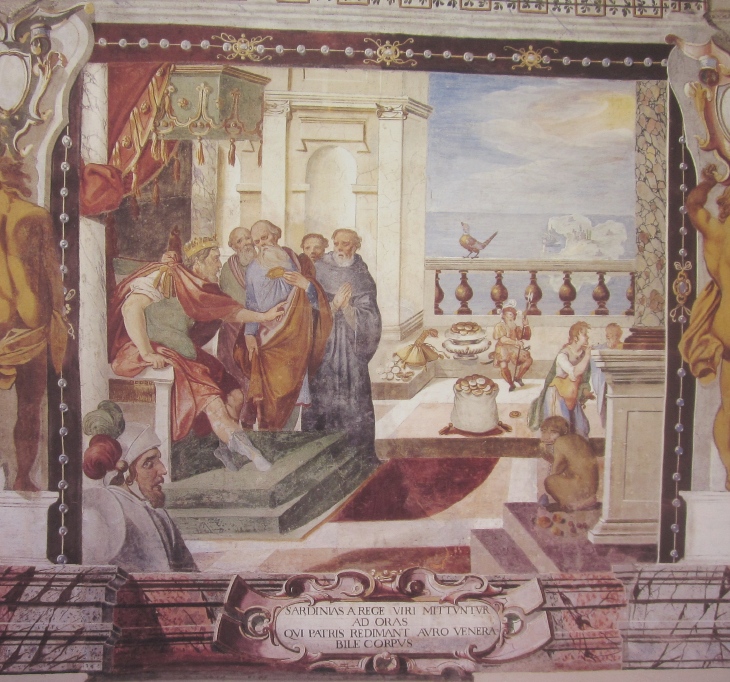 Affreschi di Ganassini nel chiostro della chiesa della SS. Trinit: Liutprando d ordine di riscattare le spoglie di Agostino