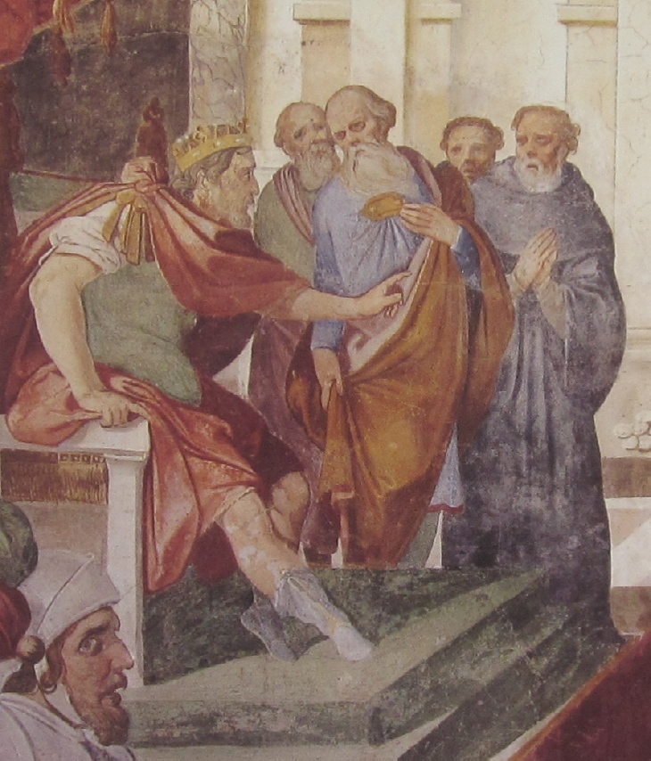 Affreschi di Ganassini nel chiostro della chiesa della SS. Trinità: Liutprando dà ordine di riscattare le spoglie di Agostino