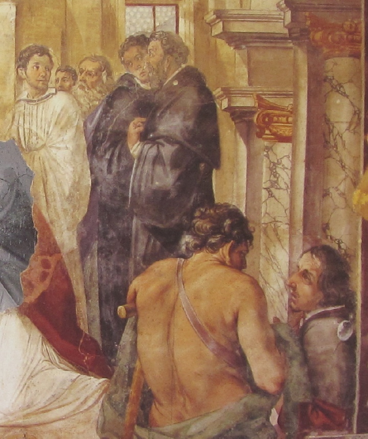 Affreschi di Ganassini nel chiostro della chiesa della SS. Trinità: Agostino ordinato sacerdote da Valerio vescovo di Ippona