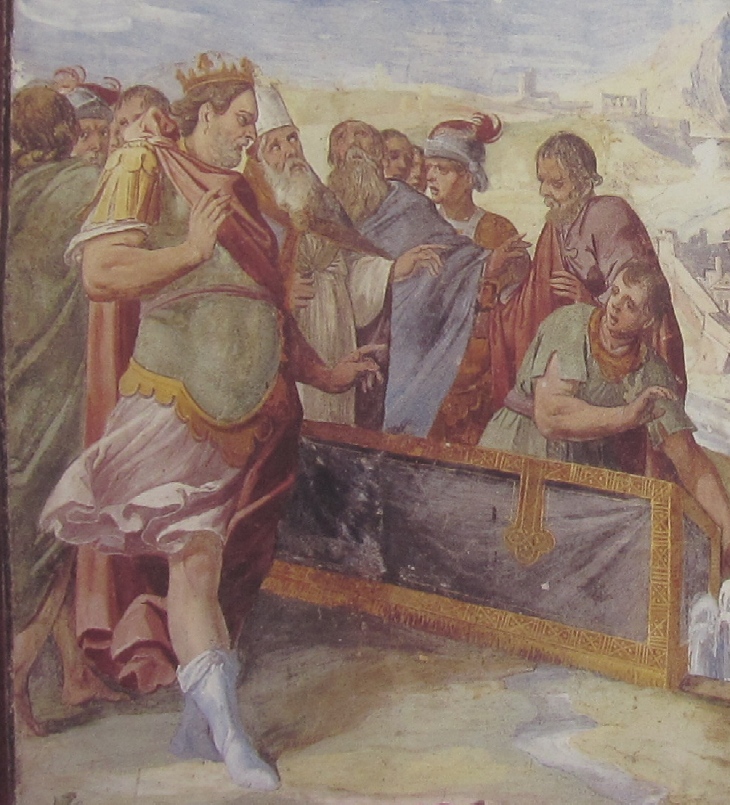 Affreschi di Ganassini nel chiostro della chiesa della SS. Trinità: Le spoglie di Agostino operano miracoli