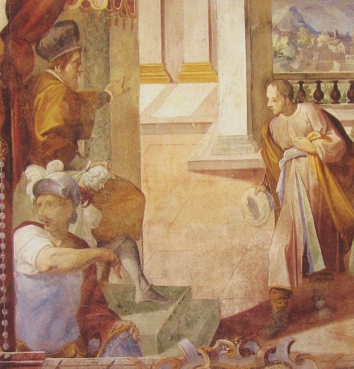 Affreschi di Ganassini nel chiostro della chiesa della SS. Trinità: Inviato a Milano da Simmaco