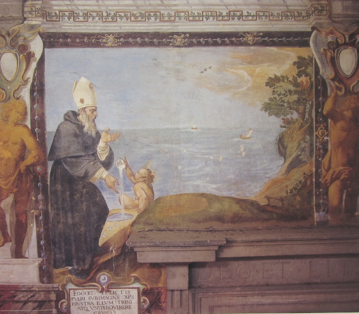Affreschi di Ganassini nel chiostro della chiesa della SS. Trinit: Incontro col Bambino Ges su una spiaggia