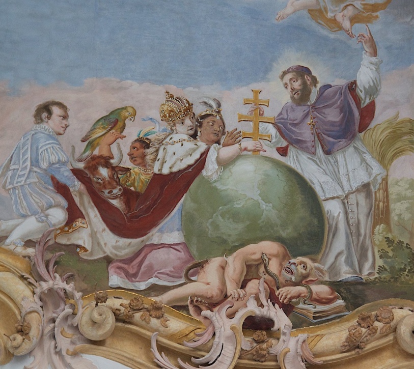 Felix Anton Scheffler: Agostino converte il mondo, affresco a Baumburg, chiesa del convento di sant'Agostino