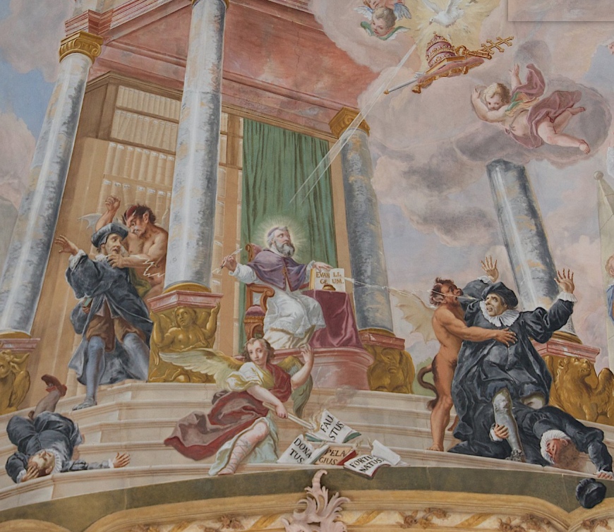 Felix Anton Scheffler: Agostino combatte gli eretici e le eresie, a Baumburg, chiesa del convento di sant'Agostino