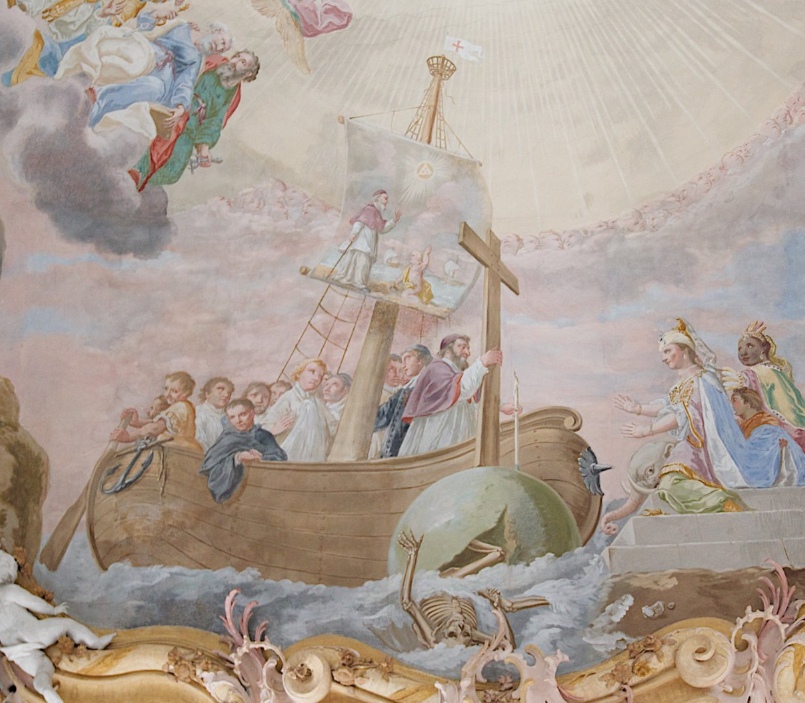 Felix Anton Scheffler: Agostino missionario della Chiesa, affresco a Baumburg, chiesa del convento di sant'Agostino