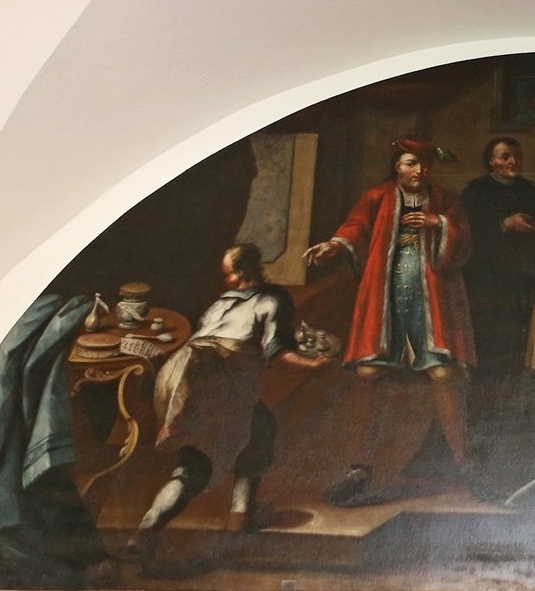 Agostino guarisce un malato: particolare del servitore