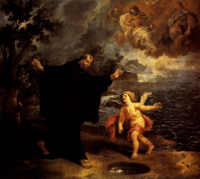 Agostino e il bambino sulla spiaggia