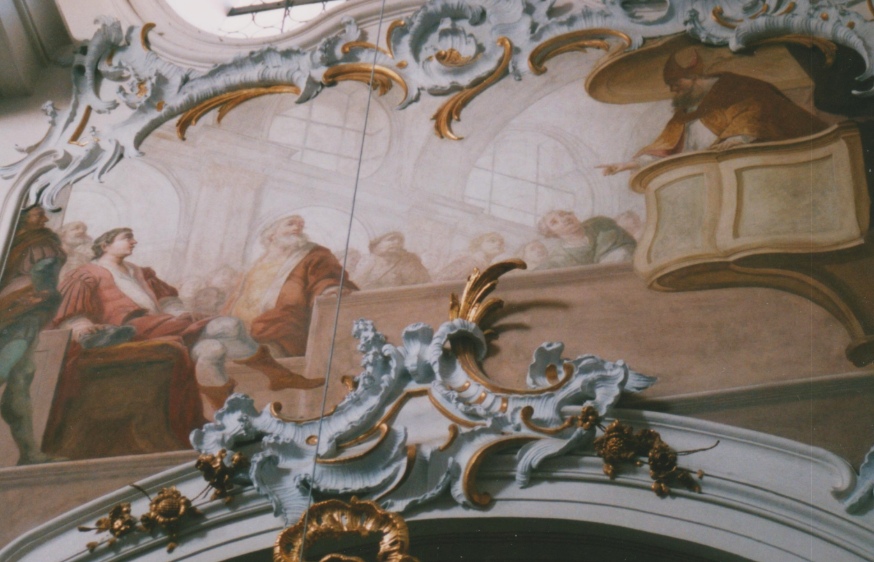 Agostino ascolta la predicazione di Ambrogio