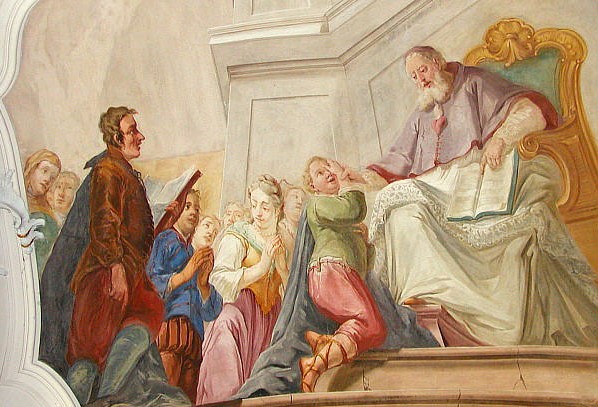 Agostino accoglie dei giovani bambini