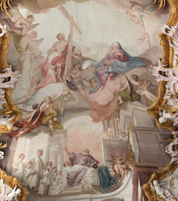 Agostino in estasi fra Cristo e la Vergine