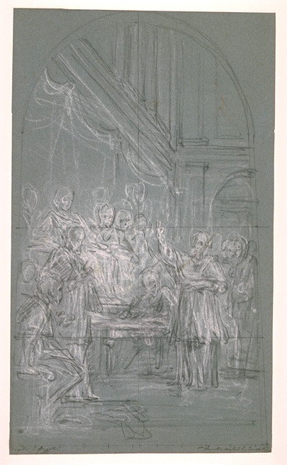 Disegno preparatorio della Conferenza di Cartagine di Louis de Boullogne