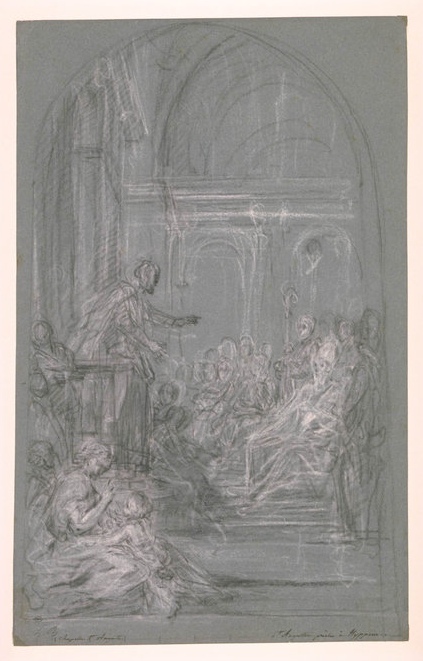 Agostino predica davanti a Valerio, disegno preparatorio