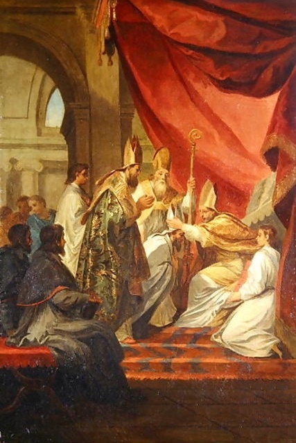 Tela di Agostino consacrato vescovo di De Boullogne