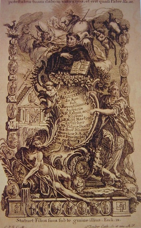 Stampa dei fratelli Klauber con sant'Agostino