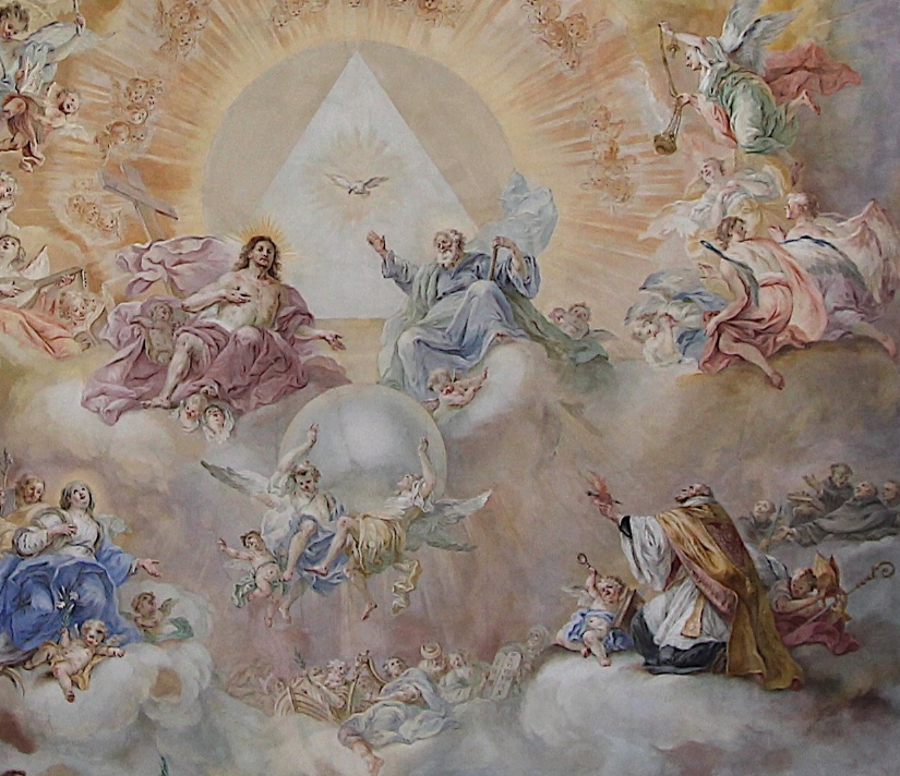 Glorificazione di Dio Uno e Trino: affresco di Enderle nella chiesa di S. Agostino a Lauingen