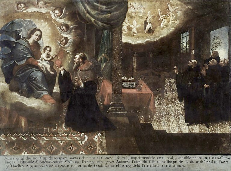 Agostino ferito d'amore per il Cristo. Visita e visione di Paolino da Nola