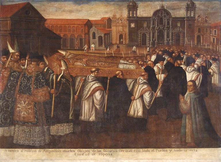 I funerali di Agostino nella città di Cuzco