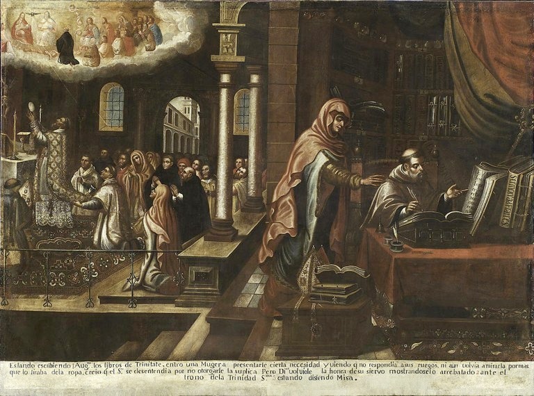 Agostino in estasi davanti alla Trinità non vede una donna che lo implora