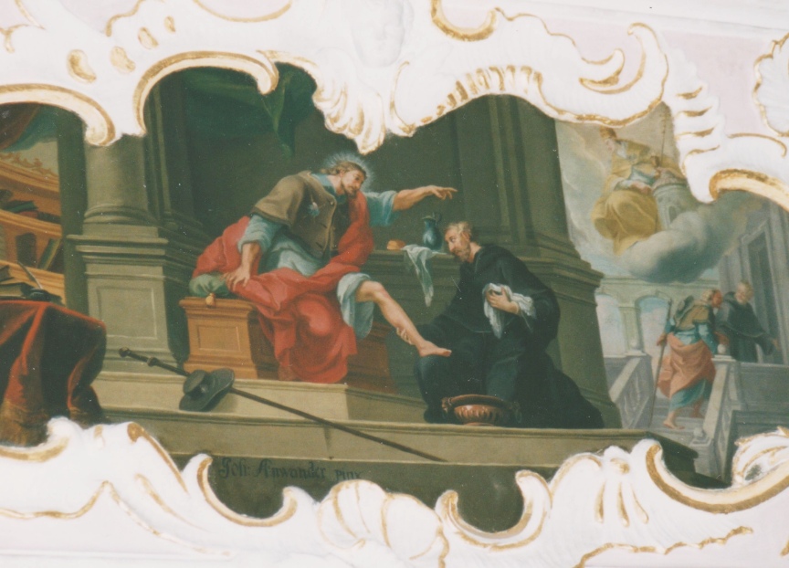 Agostino lava i piedi del Cristo Pellegrino