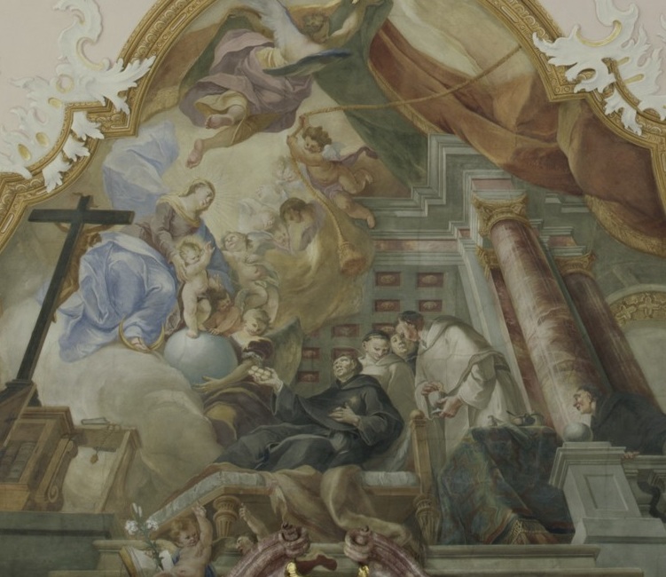 L'affresco con la scena di san Nicola da Tolentino